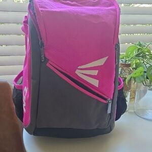 Easton Pink and Gray Kids Backpack With Baseball Helmet